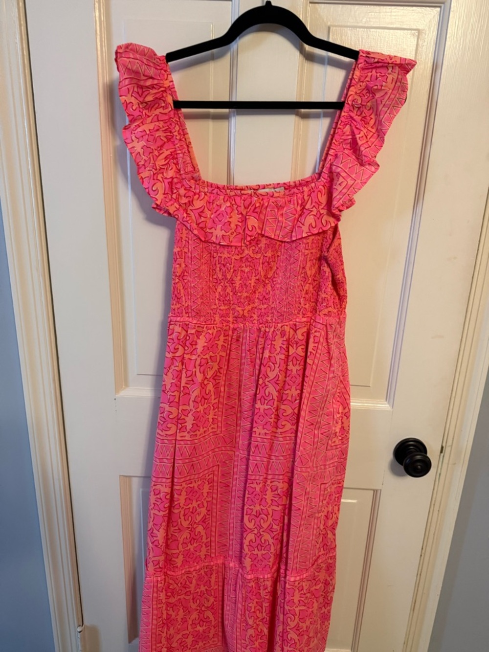 Vineyard Vines Pink & Coral Smocked Maxi Dress